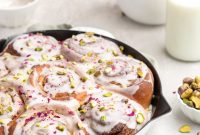 Cardamom Pistachio Rolls with Rosewater Glaze Recipe