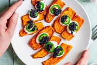 Crispy Air-Fryer Sweet Potato Canapés Topped with Caviar