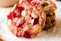Chewy Cherry Almond Cookies with White Chocolate Chunks