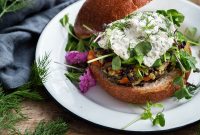 Wild Rice Veggie Burgers with Creamy Herbed Ricotta