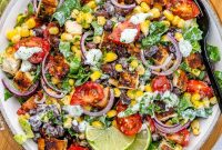 Grilled Mexican Chicken Salad with Avocado and Lime Dressing
