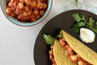 Spicy Chickpea Tacos with Peppery Arugula and Lime Crema