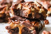 Decadent Turtle Brownies with Caramel and Pecans