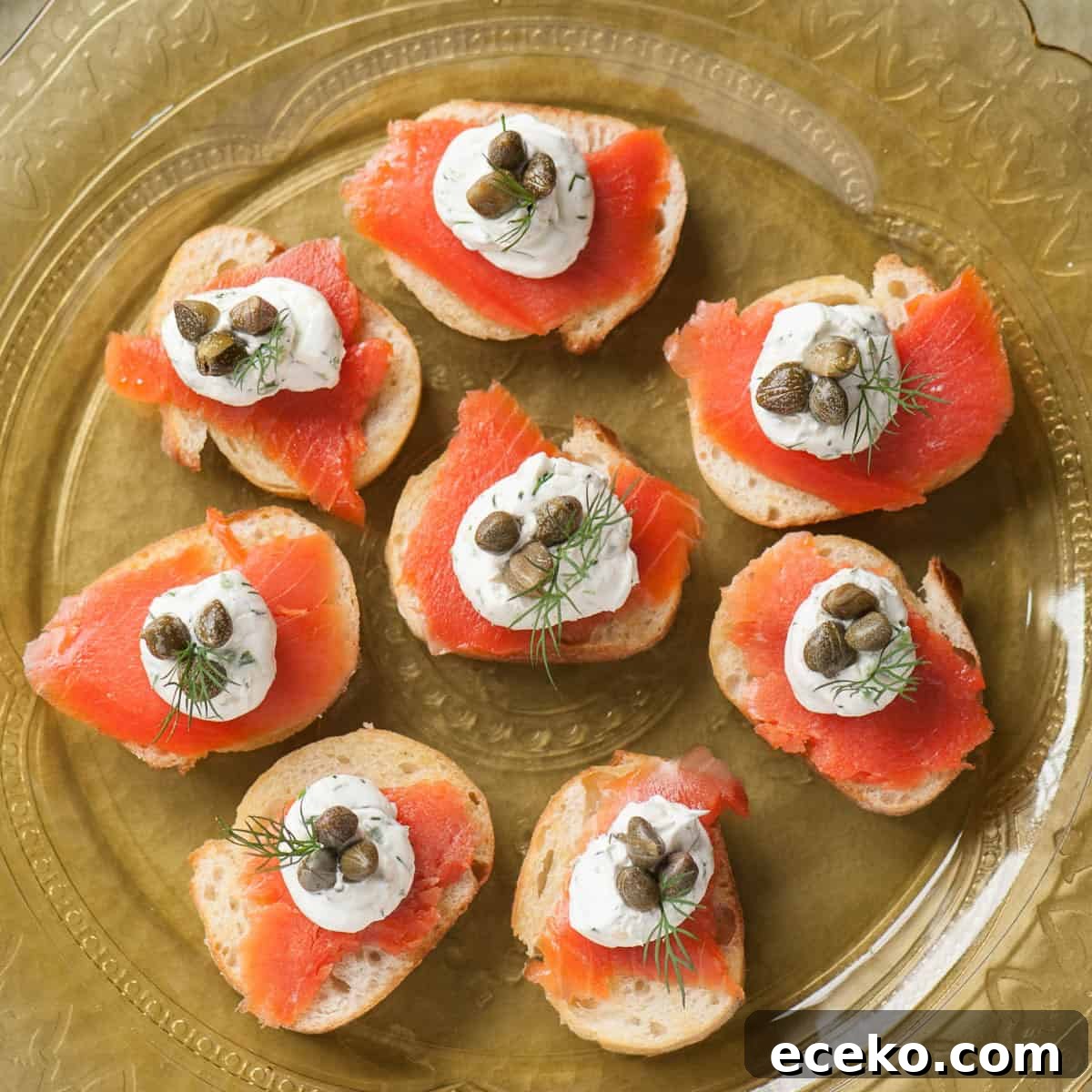 cold smoked salmon crostini appetizer recipe.