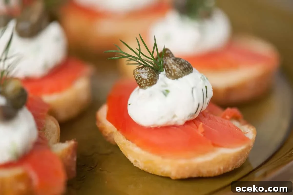 cold smoked salmon crostini appetizer recipe.