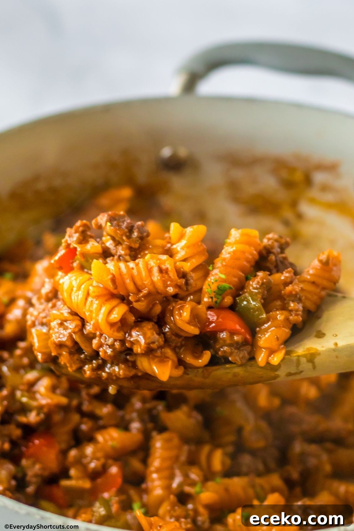 manwich pasta on a spoon