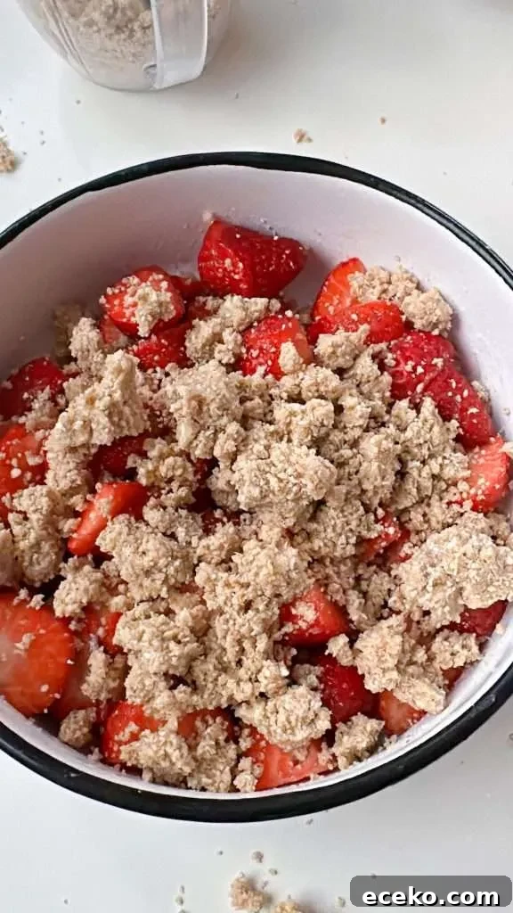 Strawberry Oatmeal Crumble Recipe with Fresh Berries 9 then crumble