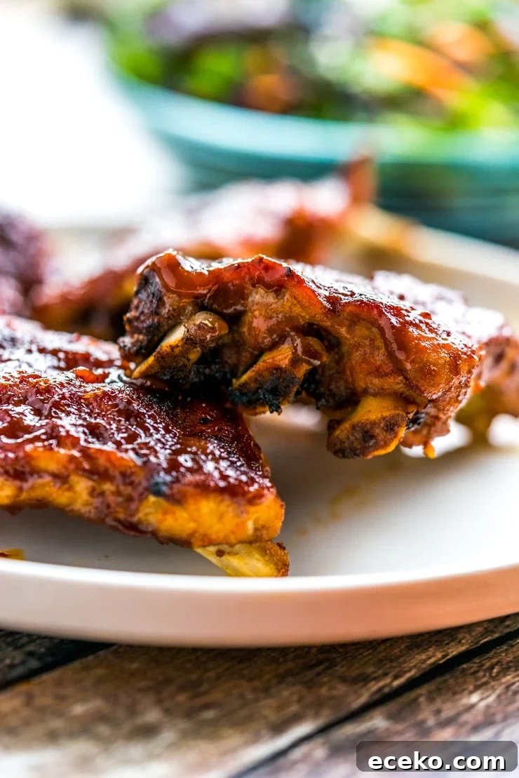 Instant Pot BBQ Ribs on a white plate