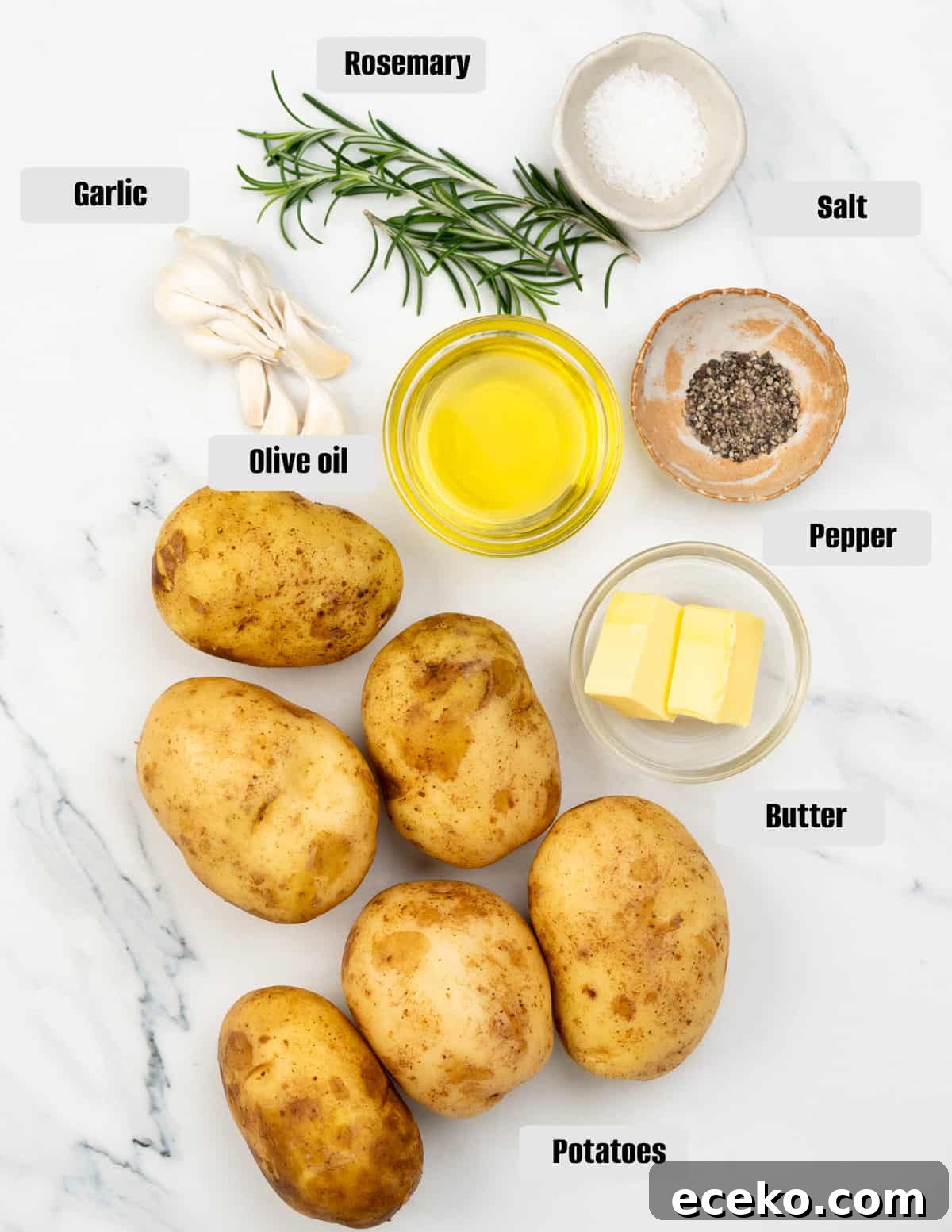 Ingredients for Garlic Rosemary Hasselback Potatoes 