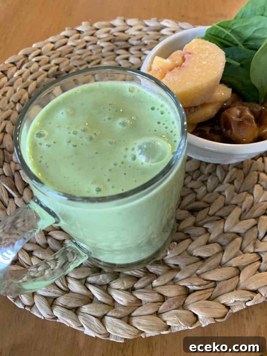 Smoothie and ingredients placed next to each other. 