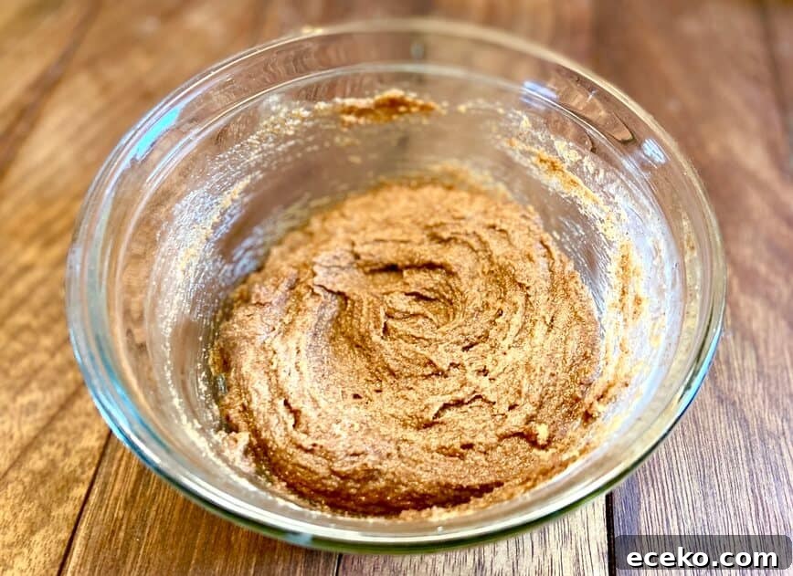 Mixing the cinnamon filling.