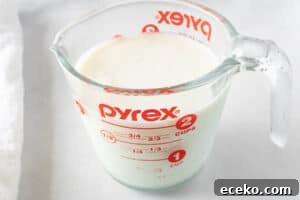 buttermilk in a pyrex measuring cup