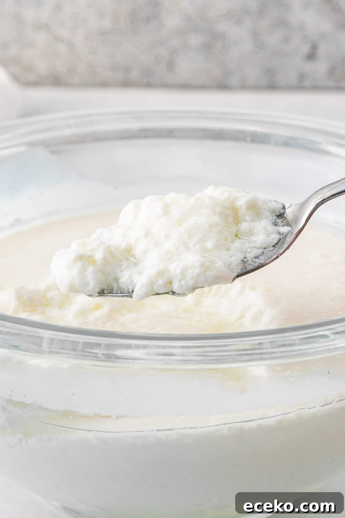 thick bad buttermilk on spoon