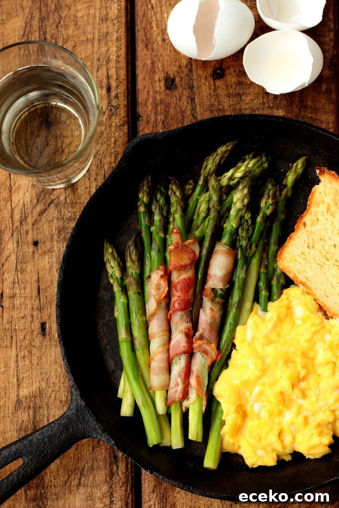 Sauteed Asparagus, Bacon and Scrambled Eggs