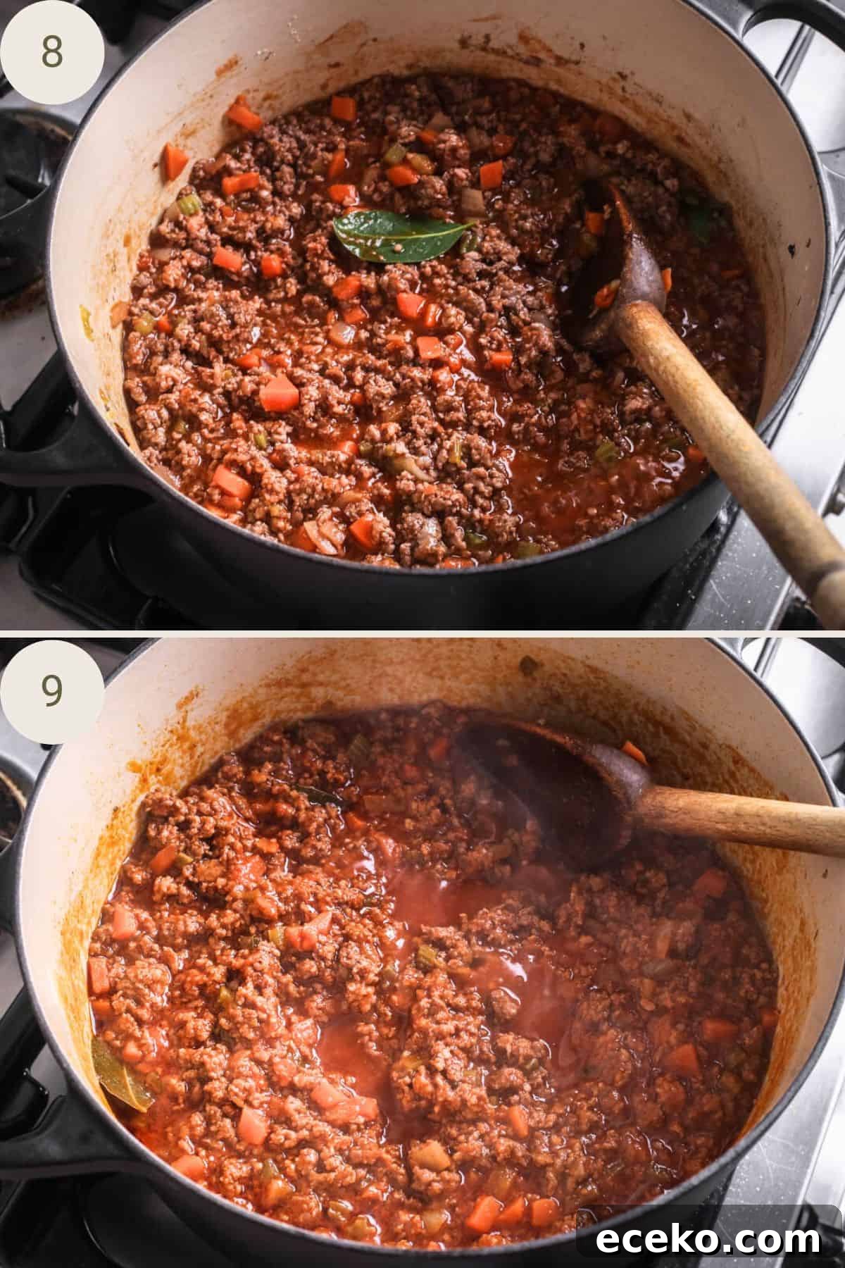 Gluten-Free Lasagna Recipe: Layered Comfort Without Wheat 8 Ragu with all ingredients added and after 30 minutes of simmering.