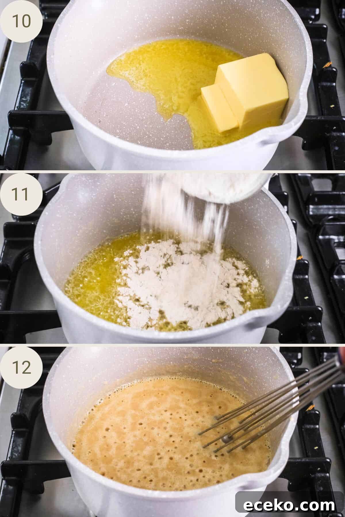 Gluten-Free Lasagna Recipe: Layered Comfort Without Wheat 9 Butter added to saucepan and melted. Flour added. Mixed together with whisk.
