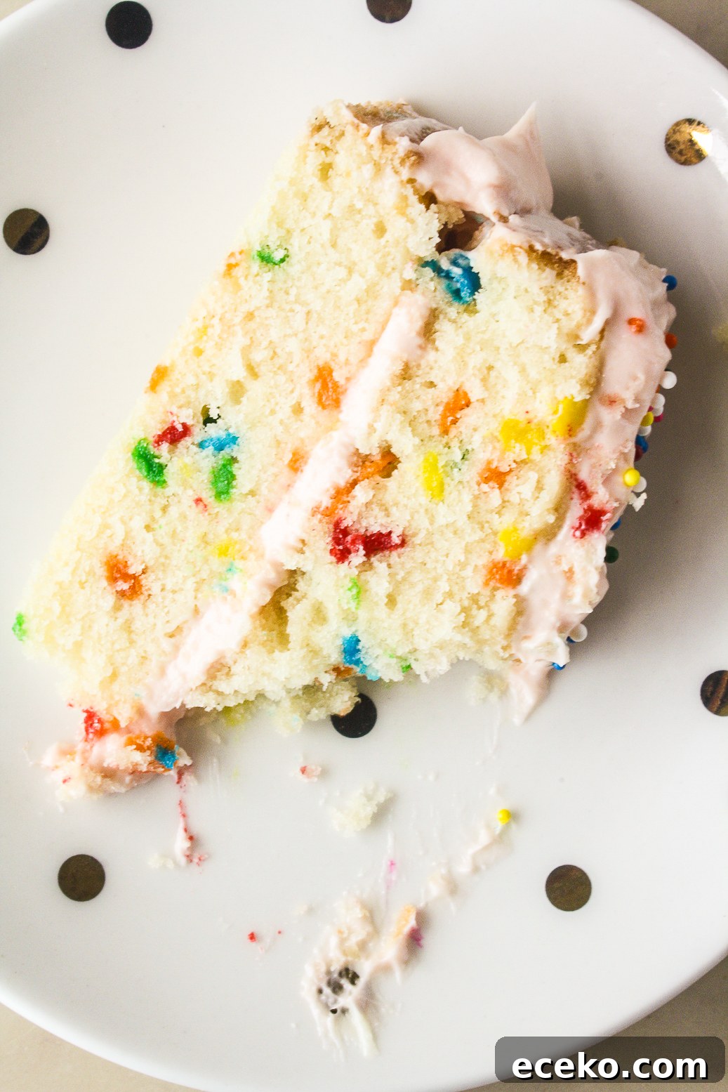 Funfetti Layer Cake with Cream Cheese Frosting Recipe 7 Buttery layer cake with sprinkles and pink frosting!