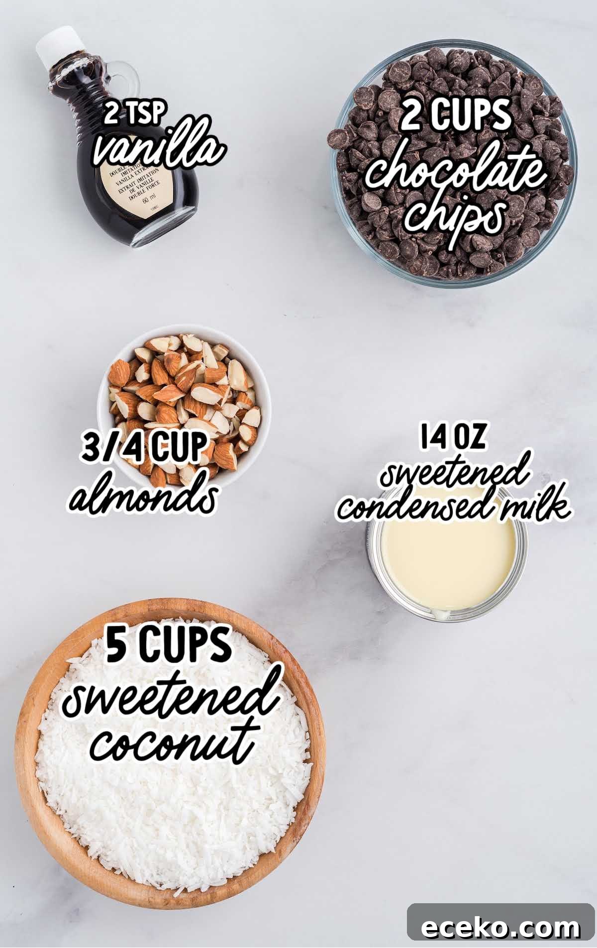 Almond Joy Cookies raw ingredients that are labeled