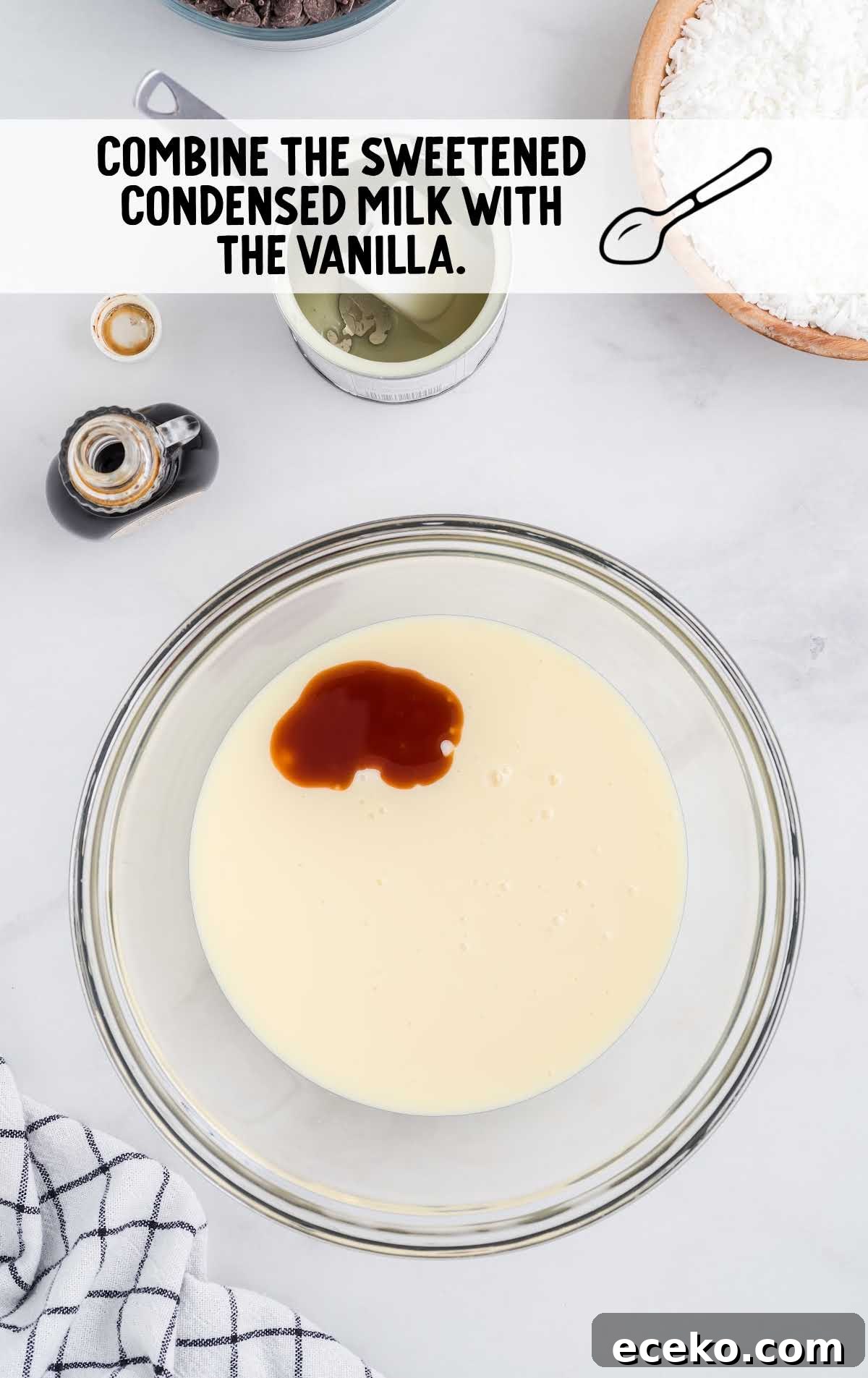 sweetened condensed milk and vanilla mixed together
