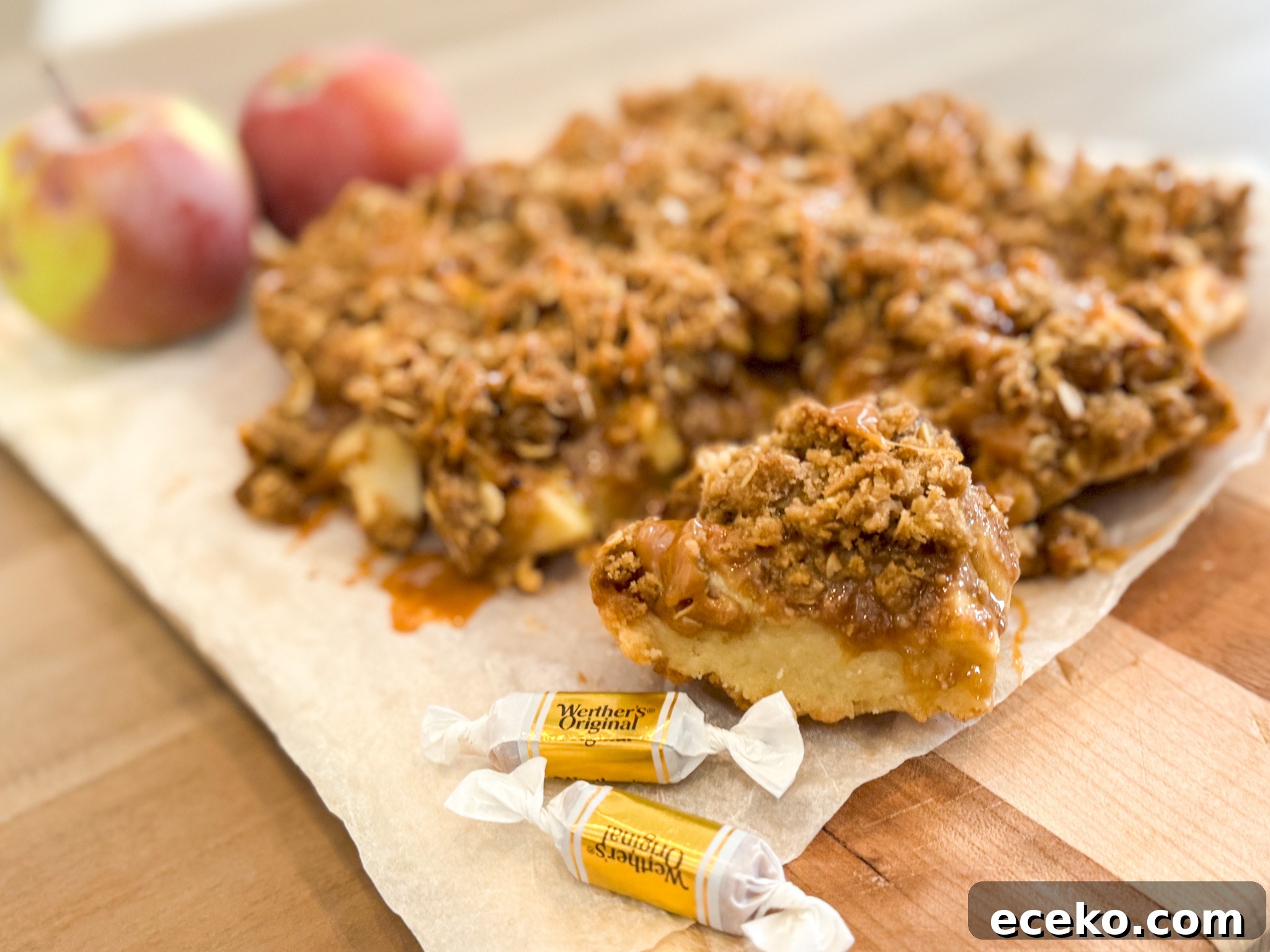 Salted Caramel Apple Dessert Bars: Chewy Apple-Cinnamon Squares 7 Finished caramel apple bars