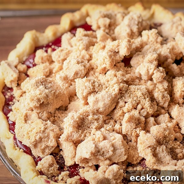 A freshly baked Cherry Crumb Pie.