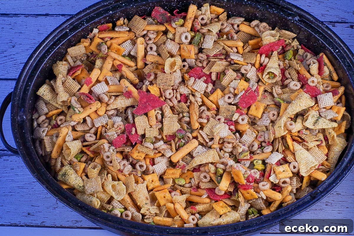Mixture poured into large roasting pan.