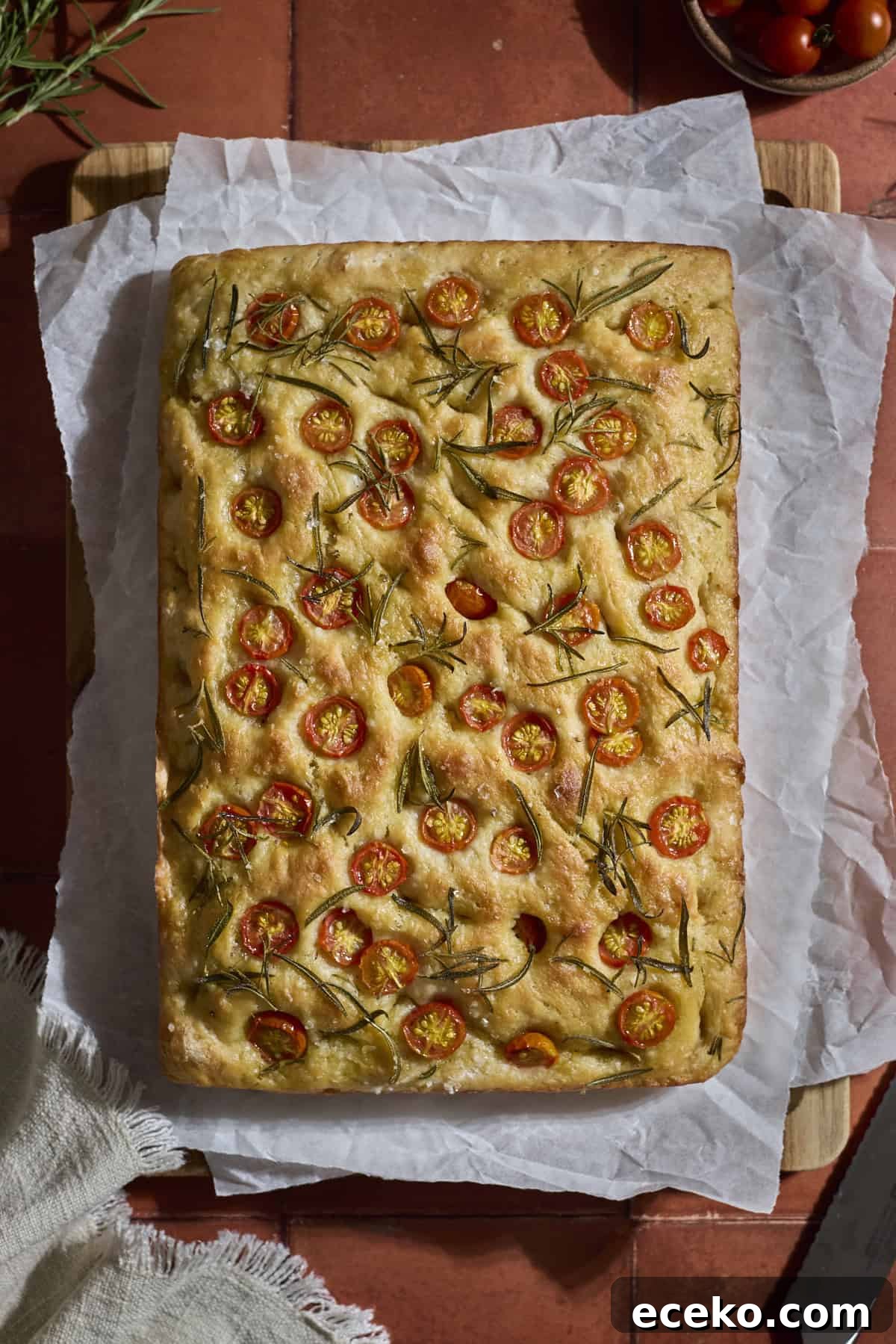 Focaccia after baking.
