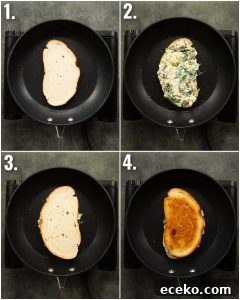 how to make spinach artichoke grilled cheese 4 step by step photos showing how to make spinach artichoke grilled cheese