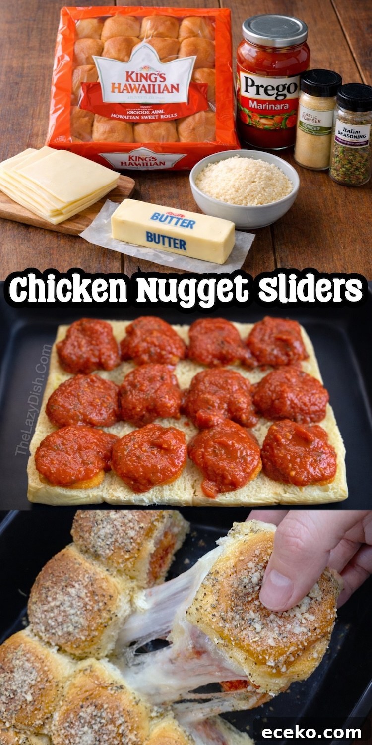 Crispy Chicken Nugget Sliders with Tangy Slaw 9 Hawaiian Roll Baked Chicken Nugget Sliders are for dinner tonight! This kid friendly meal is perfect for children and adults of all ages including toddlers and teens. My entire family of picky eaters gobbles them up, and as a busy mom they are one of my favorite meals to cook on hectic school nights.
