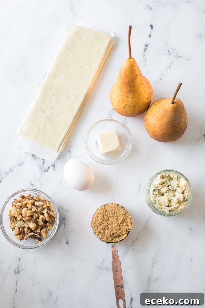 Caramelized Pear & Blue Cheese Tartlets for Entertaining 4 ingredients for pear blue cheese tarts