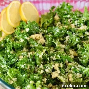 Kale Quinoa Salad with lemon vinaigrette recipe.
