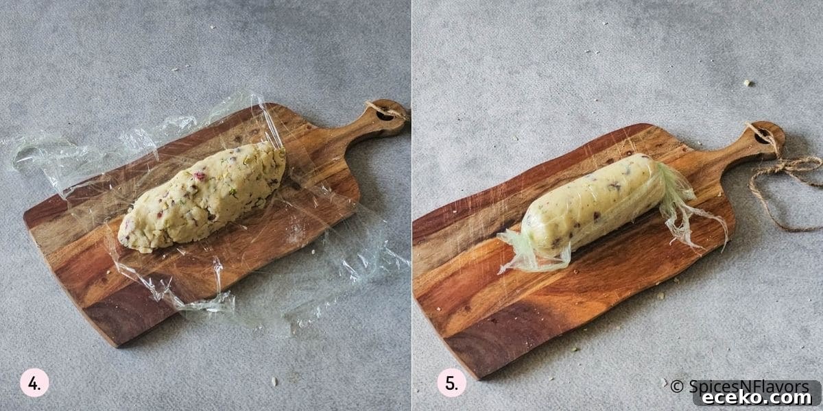 shape the cookie dough into log