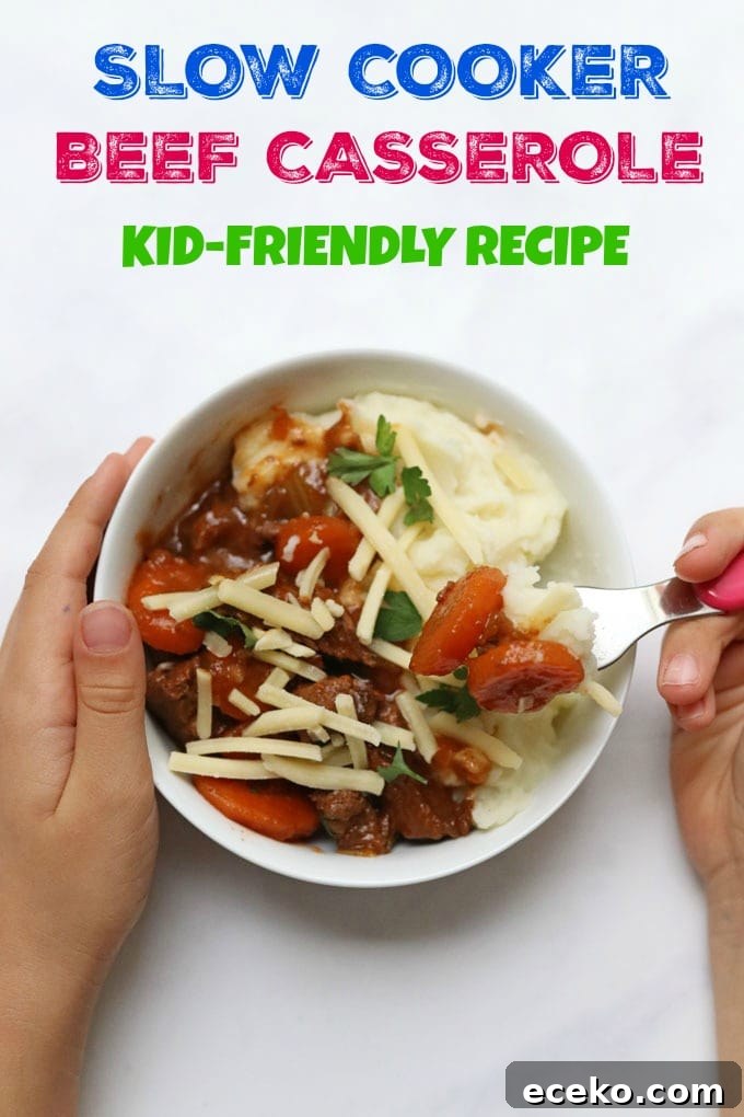 slow cooker beef casserole served in small bowl with mashed potato and topped with grated cheese 