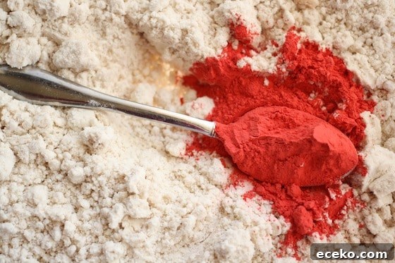 spoonful of tempera paint powder in bowl of flour
