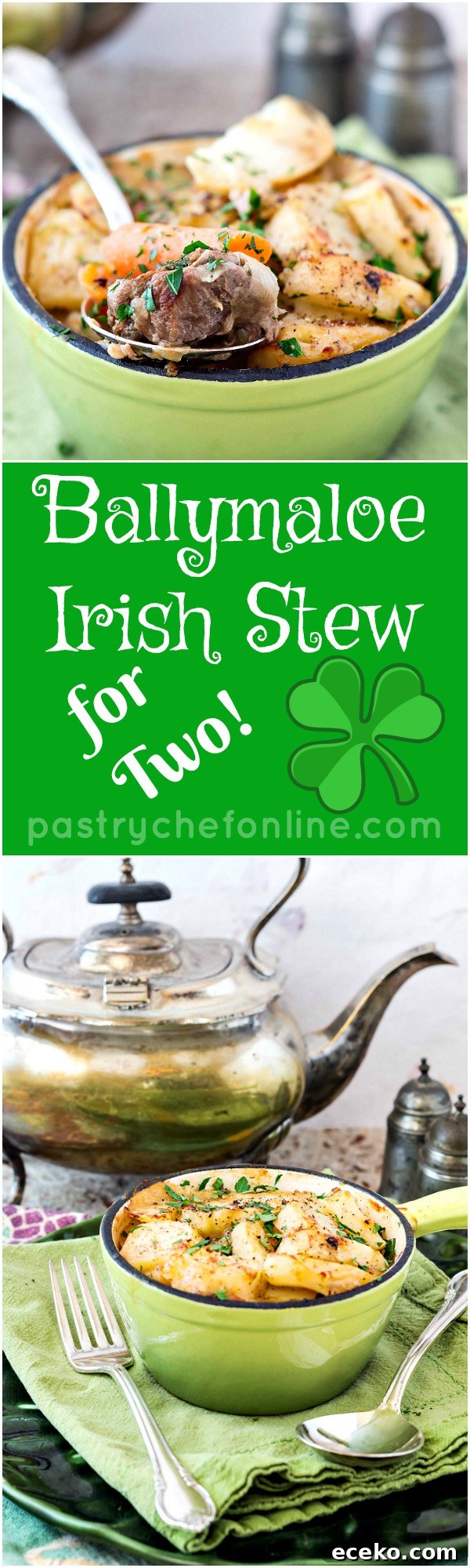 Ballymaloe Irish Stew Recipe for Two or Four Servings 5 Collage of Ballymaloe Irish Stew with text reading: "Ballymaloe Irish Stew for Two!".
