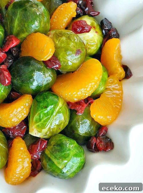 Roasted Brussels Sprouts with Cranberries and Clementines