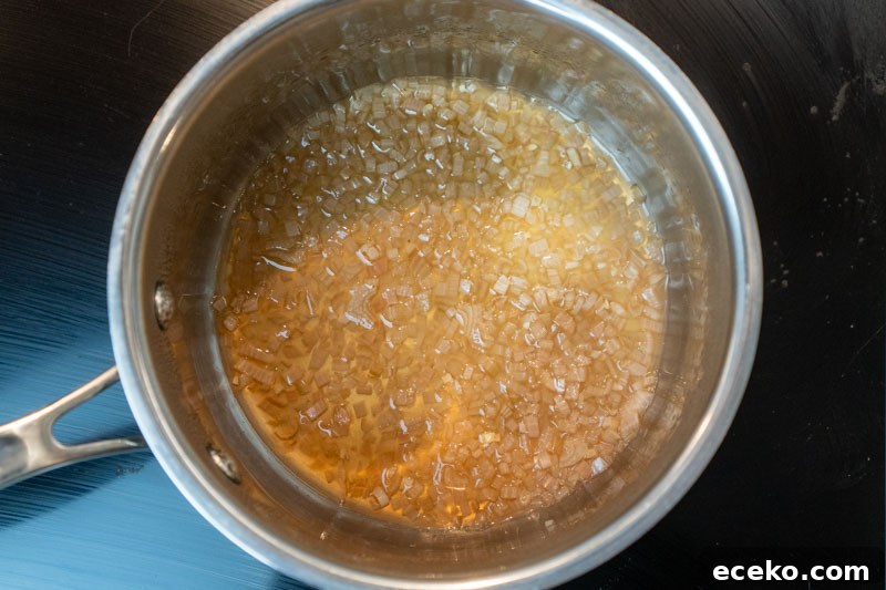 Reducing the wine, vinegar and shallot
