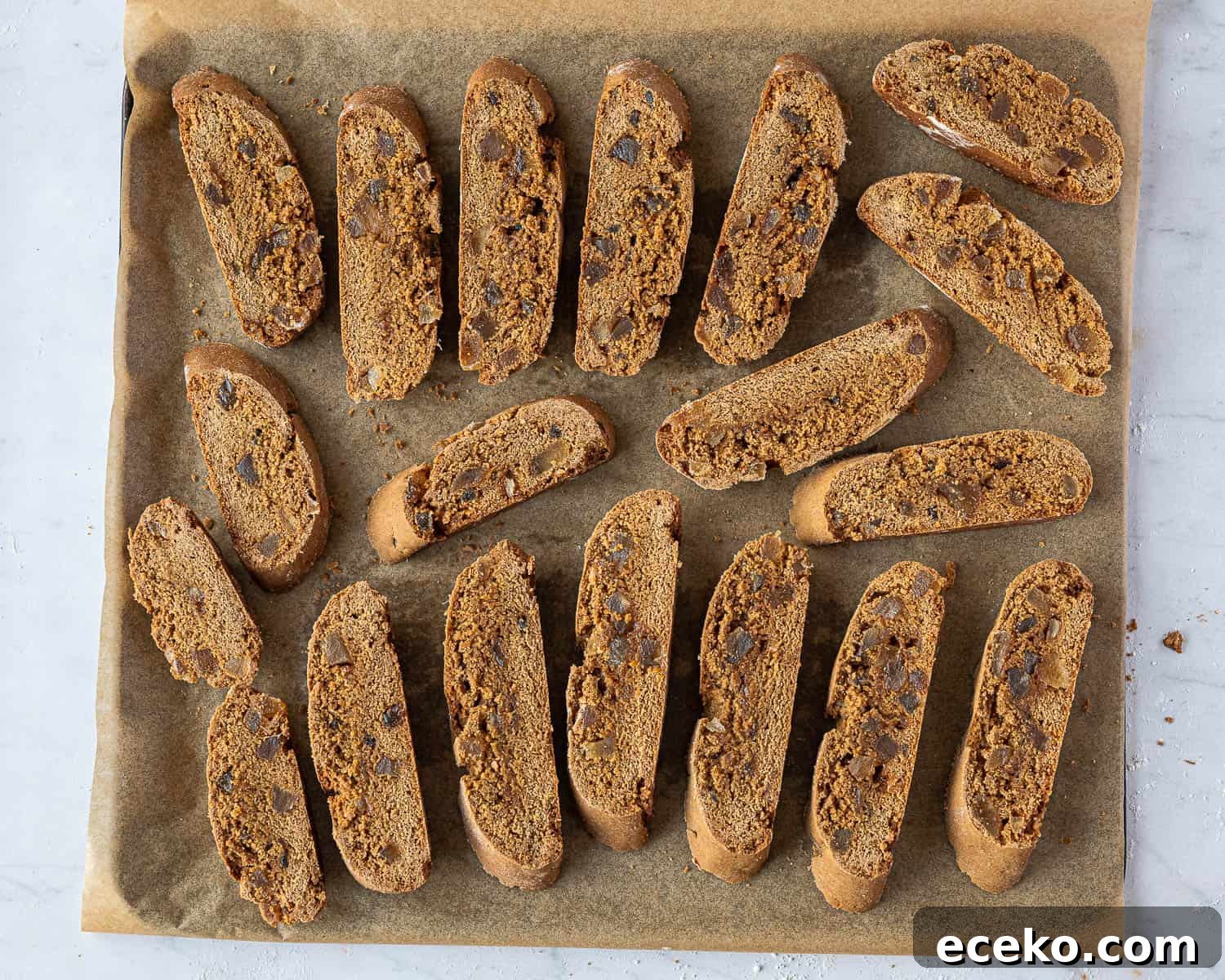 Step 6, the biscotti on a baking tray.