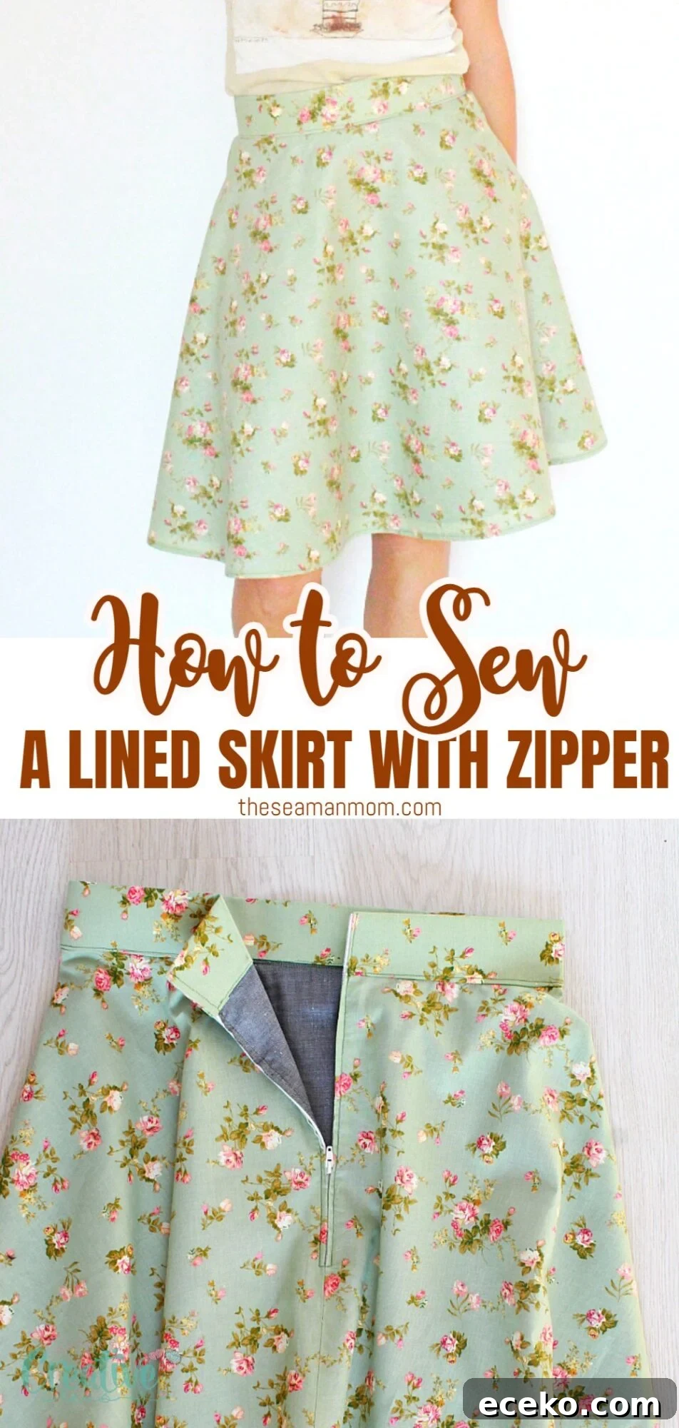 Learn how to sew a lined skirt with a zipper and easily create a custom knee-length skirt without a pattern for a delightful sewing experience.