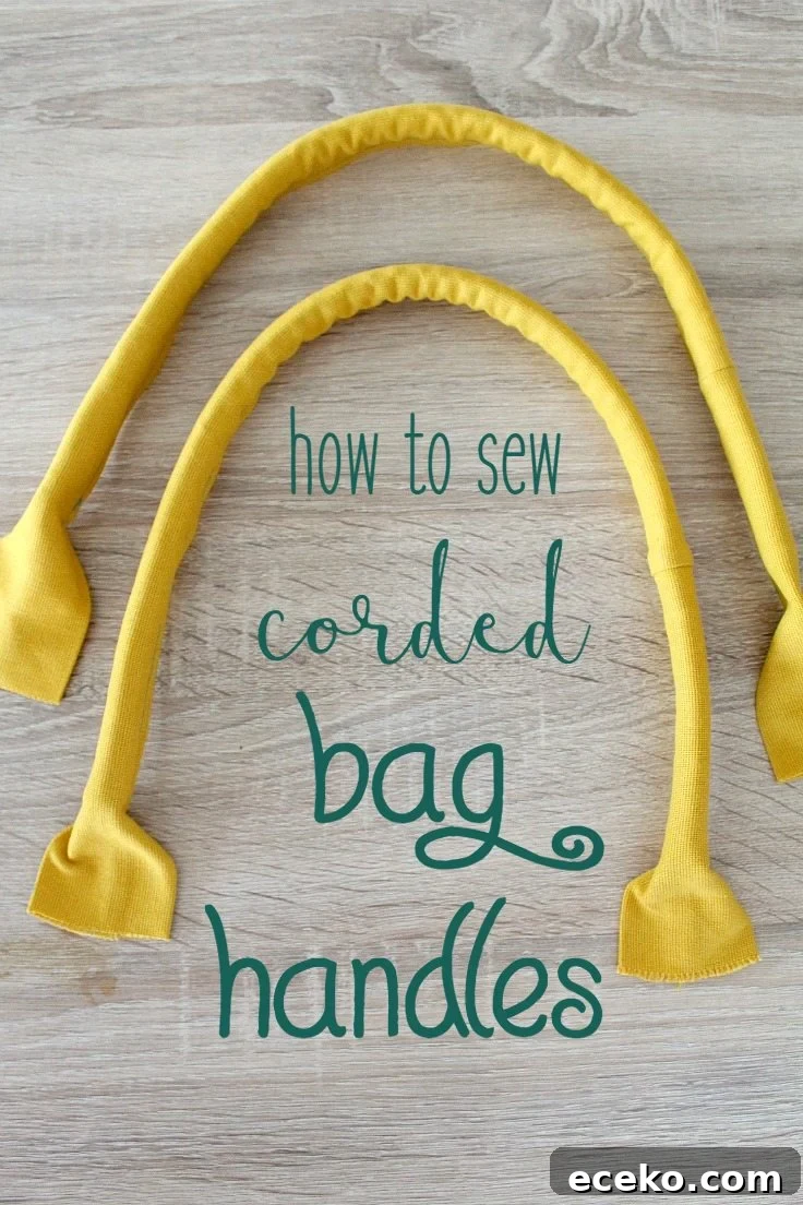 Handbag handles with cording