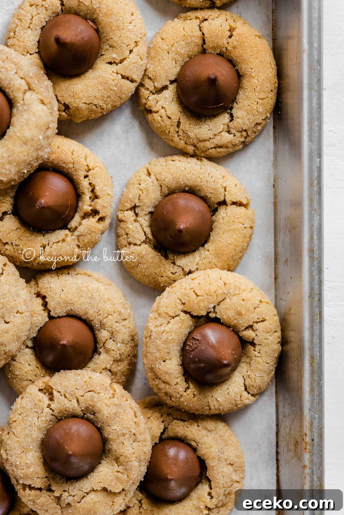 Classic Peanut Butter Blossoms Cookie Recipe 4 Overhead image of peanut butter blossoms | All Images © Beyond the Butter™
