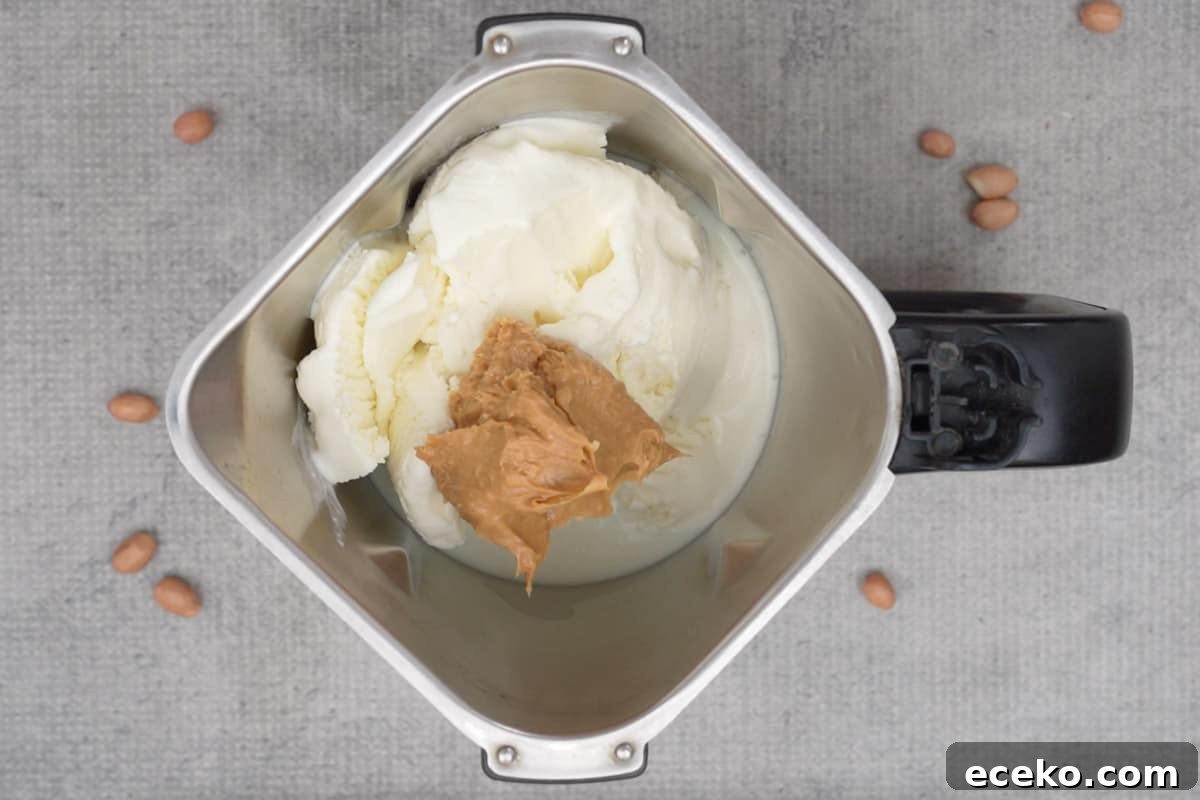 All the ingredients added to a blender.