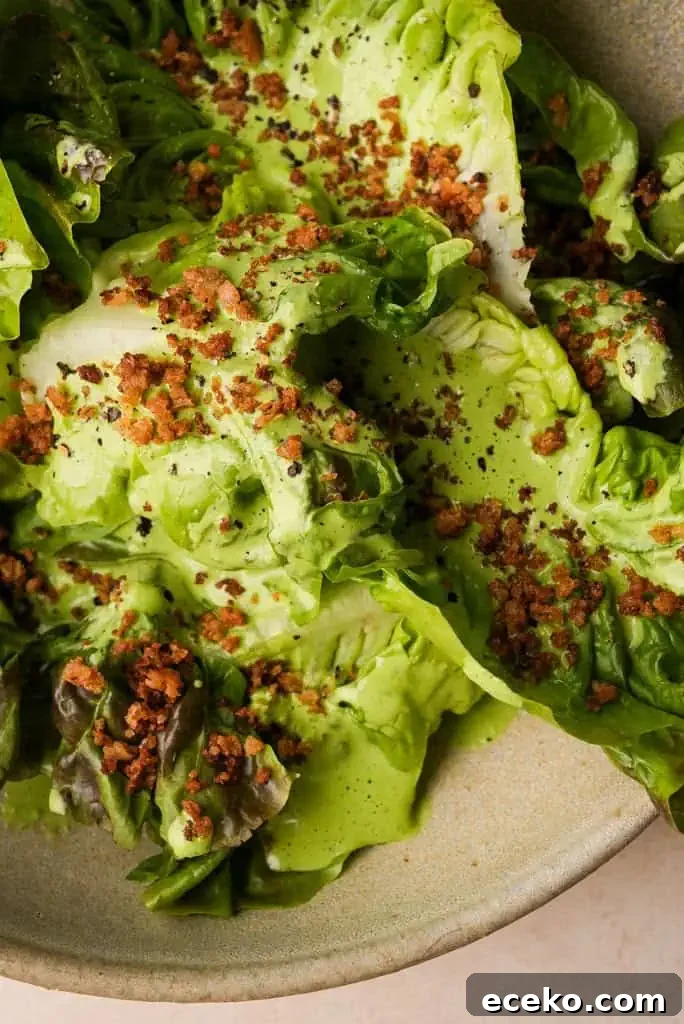 Close up view of Green Goddess Salad.