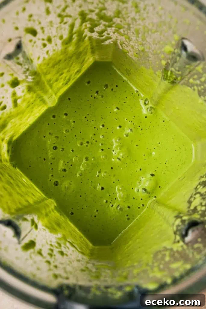Green goddess salad dressing in a blender.
