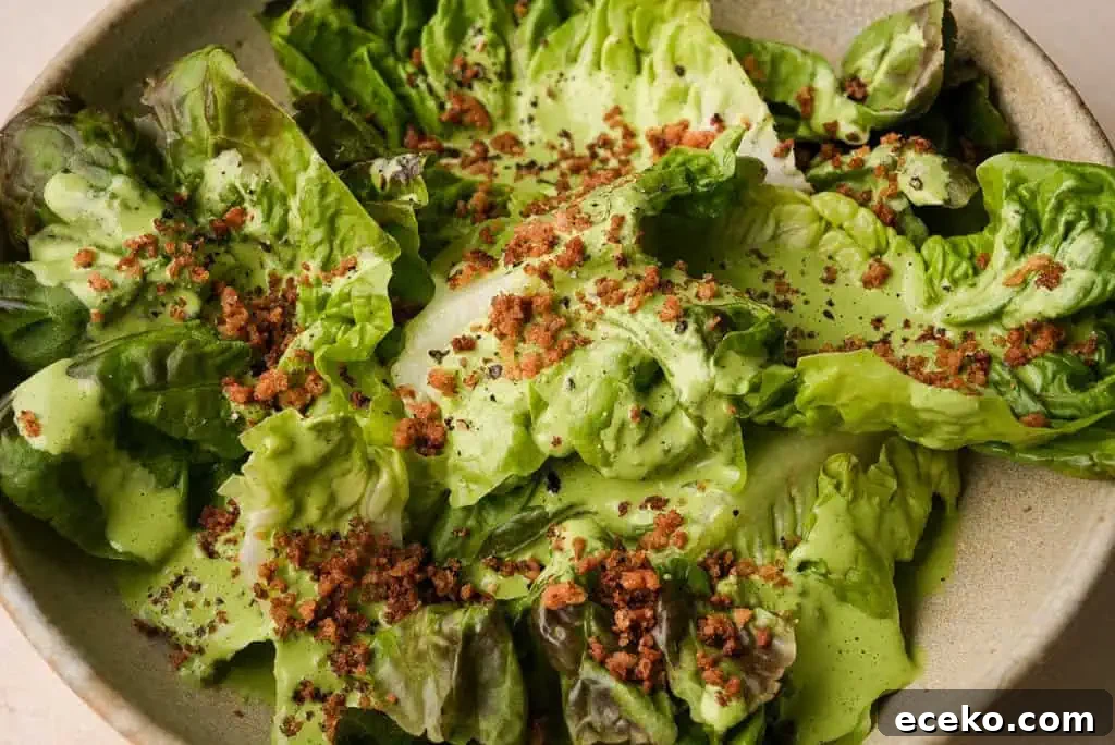 Close up view of Green Goddess Salad.