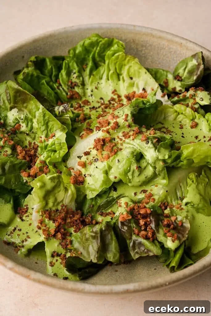 close up view of green goddess salad