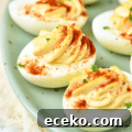 closeup of deviled eggs on plate