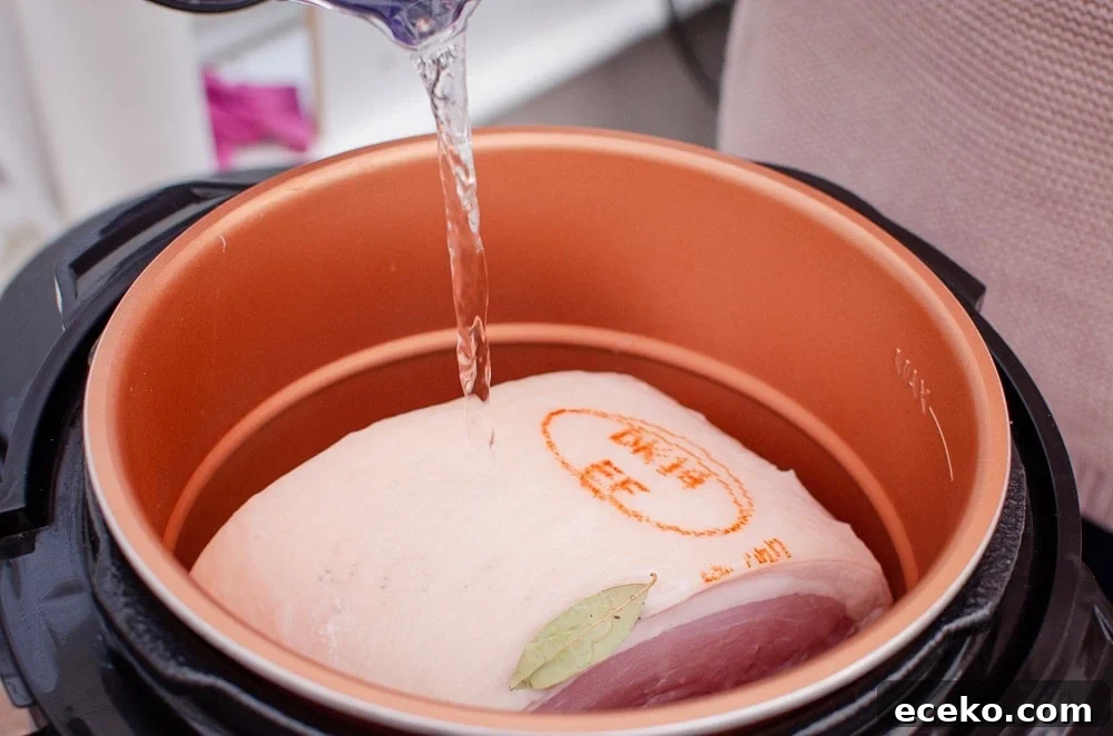 Honey-Glazed Roast Gammon Joint Recipe 16 water added to boneless gammon joint in a pressure cooker