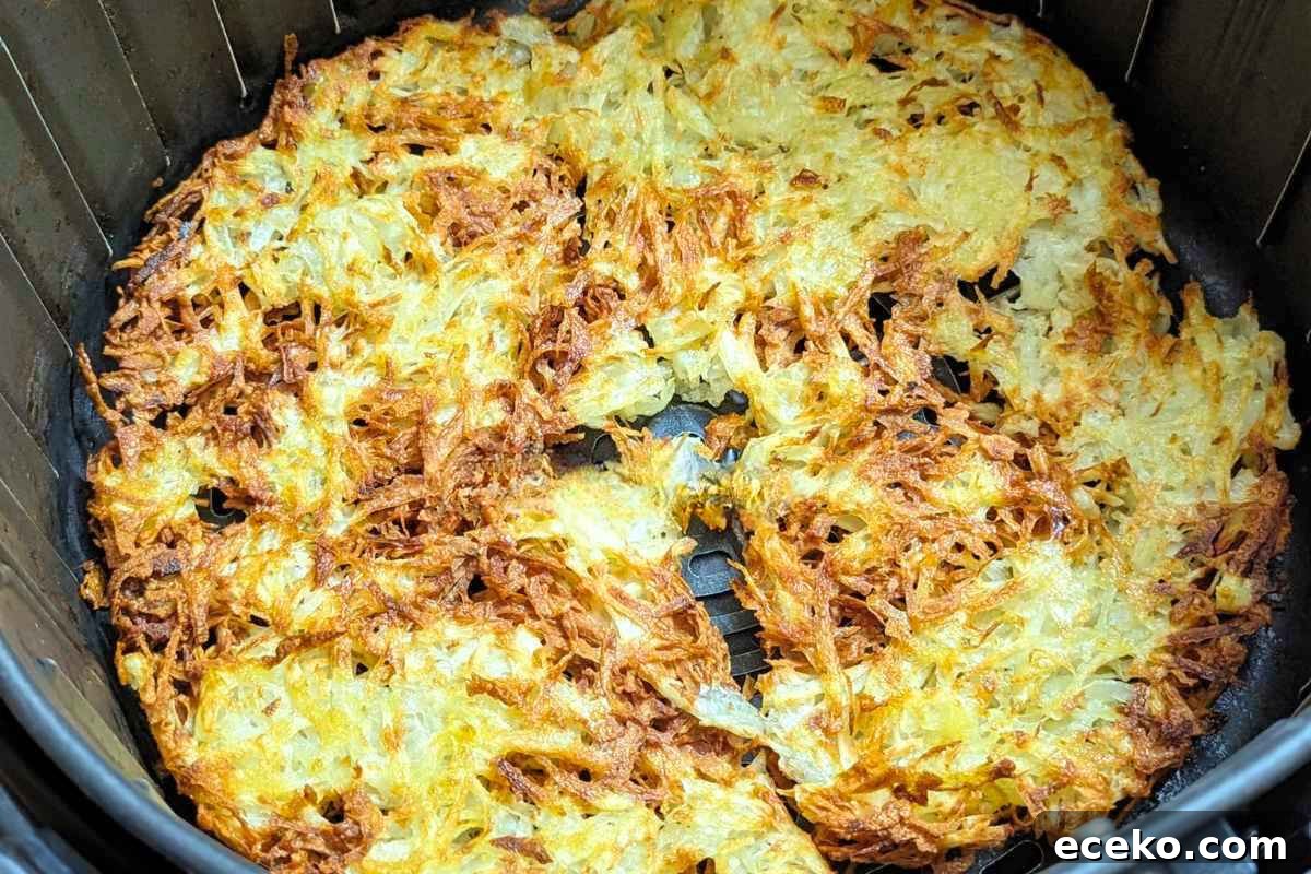 Shredded hash browns after air frying