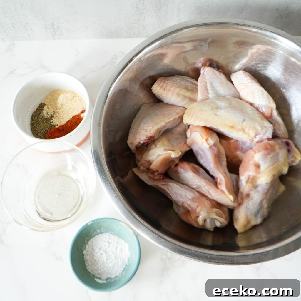 Ingredients for lemon pepper wings.